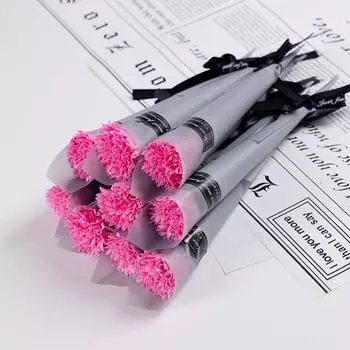 10 шт. мыльных цветов ко Дню матери, один букет гвоздик, реалистичные искусственные цветы, подарок розовый