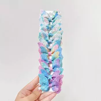 10 шт./набор Блестящие бантики-бабочки Заколки для волос для женщин Девушек Кожа Мода Заколка Заколки Головной убор Подарок Зажимы для волос Аксессуары