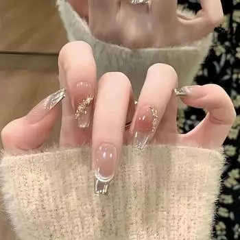 10 шт./набор чисто ручная работа, накладные ногти, фототерапия, кошачий глаз, ледяные прозрачные накладные ногти, расписанные вручную XS