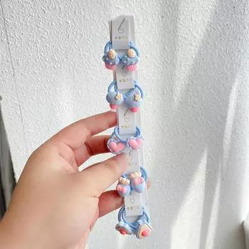 10 шт./Набор Детские Милые Фрукты Животные Маленькие Эластичные Резинки для Волос для Девочек Бант Цветы Резинки Резинки для Волос Детские Аксессуары для Волос