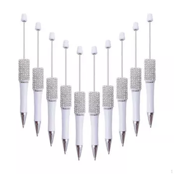 10 шт. Набор для самостоятельного изготовления ручек из бисера. Подарки для студентов, 1,0 мм, ассорти для рукоделия White