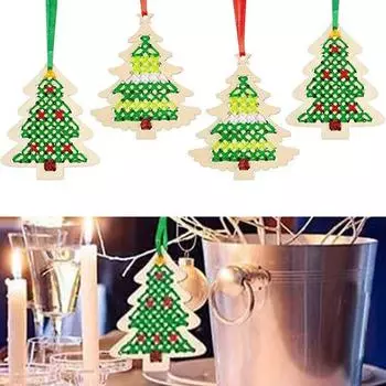 10 шт. Набор для вышивки крестом из дерева своими руками, вышивка крестом, декор рождественской елки, искусство и ремесла