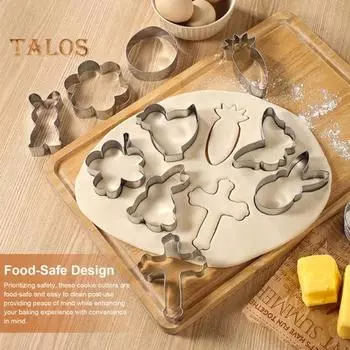 10 шт., набор формочек для печенья из нержавеющей стали, ломтерезка для сыра, режущие инструменты для маффинов для тортов, печенья, сэндвичей, кролика, яйца, цветочных форм, формы для выпечки 1 Set