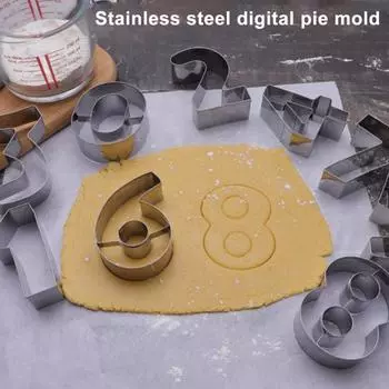 10 шт. набор формочек для печенья из нержавеющей стали с цифрами 0-9 на день рождения, инструмент для выпечки домашнего печенья, теста для печенья