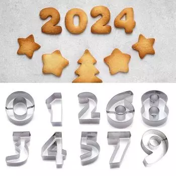 10 шт. набор формочек для печенья с цифрами из нержавеющей стали 0-9, инструменты для выпечки чисел на день рождения для домашнего приготовления, печенье, тесто, тесто, кухня, незаменимая вещь серебряный
