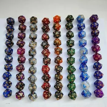 10 шт./набор из 20-гранных двухцветных игральных костей звездного неба, акриловые игральные кости с цифрами для настольной игры Dnd COC RPG Running Team, набор игральных костей Dnd