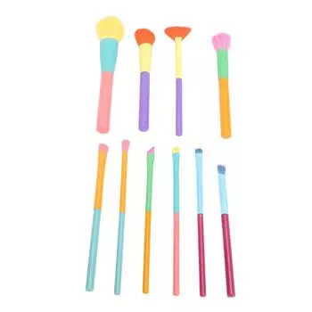 10 шт., набор кистей для макияжа, мягкие нейлоновые волосы, красочные косметические кисти для рассыпчатой пудры, румян, теней для век Co