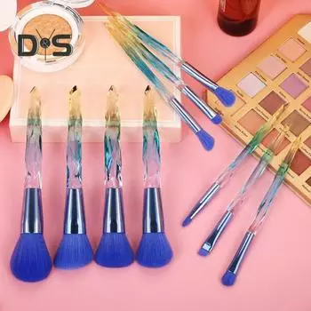 10 шт./набор кистей для макияжа с ручкой из искусственного кристалла, портативная многофункциональная кисть для нанесения тональной основы, рассыпчатой пудры, румян, теней для век, бровей, губ синий