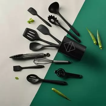 10 шт., набор кухонной утвари, силиконовая кухонная лопатка, набор ложек, термостойкая нескользящая ручка, кухонная посуда для дома