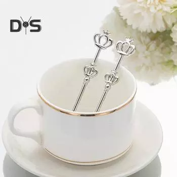 10 шт., набор ложек с короной, элегантный свадебный подарок, сувенир для чаепития, креативная новинка, кофейные ложки с короной золотистый