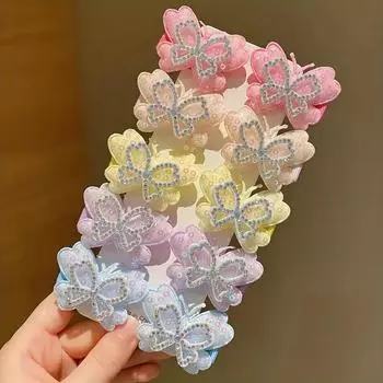10 шт./набор Милые принцессы Бабочки Заколки для волос Девочки Заколки для волос Хрустальные заколки-бабочки Детские Детские аксессуары для волос