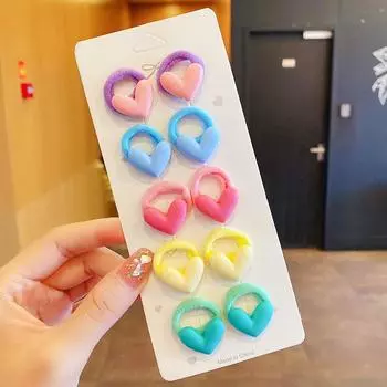 10 шт./Набор Милые Разноцветные Сердечко Микки Звезда Маленькие Эластичные Резинки для Волос для Девочек Резинки Скранчи Детские Прекрасные Аксессуары для Волос
