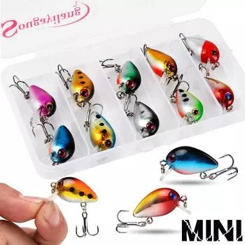 10 шт., набор мини-приманок для ловли гольяна, рыболовные приманки, приманки для зимней рыбалки, кривошипные снасти 10 PCS