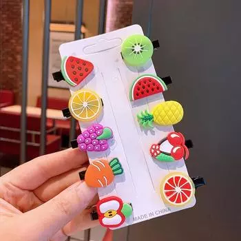 10 шт./набор Новая кремовая заколка для волос с мультяшным мороженым для детей, корейский милый фруктовый головной убор, радужная принцесса, заколка для челки, аксессуары для волос