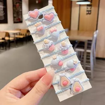 10 шт./набор Резинки для волос для детей Милые мультяшные животные Резинка Головной убор Девочки Детская повязка на голову Скранчи Детские аксессуары для волос