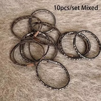 10 шт./набор Резинки для волос Леопардовый принт Эластичная резинка для волос Высокая эластичность Резинки Держатель для хвоста Винтажные Женские Аксессуары для волос