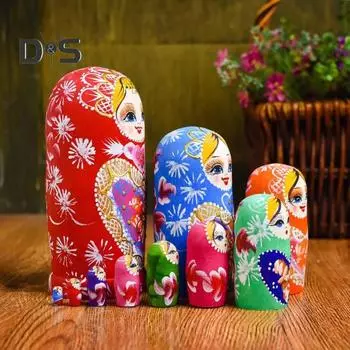 10 шт./набор русская матрешка 10 слоев ручной работы деревянная винтажная матрешка игрушка для украшения домашнего офиса рабочего стола орнамент Love Heart