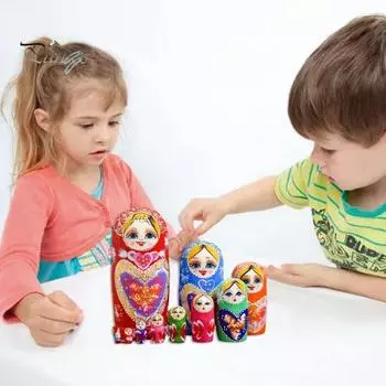 10 шт./набор русская матрешка 10 слоев ручной работы деревянная винтажная матрешка игрушка для украшения домашнего офиса рабочего стола орнамент Love Heart