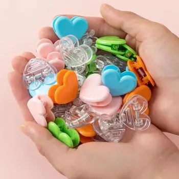 10 шт./набор скрепок в форме сердца, симпатичные многоцелевые маленькие пластиковые скрепки для школьников и студентов розовый