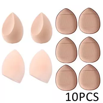 10 шт., набор спонжей для макияжа, косметическая основа, пудра, яичная губка, мини-пуховка для пальцев, инструмент для красоты, женские аксессуары для макияжа
