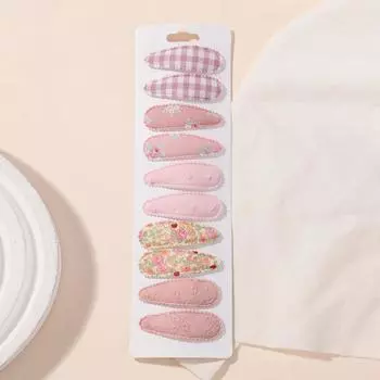 10 шт./набор Свежий принт Хлопок Сплав Заколки для волос для Малышей Детей Ткань Клетка Заколки-невидимки Заколки для волос для Тоддлера Головной убор Аксессуары для волос