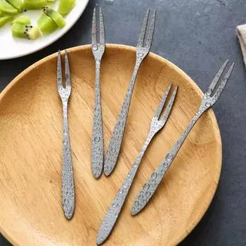 10 шт., набор вилок для фруктов, нержавеющая сталь, нескользящая, нержавеющая, легко чистится, домашняя вилка для еды, маленькая вилка для фруктов, десертные вилки серебряный