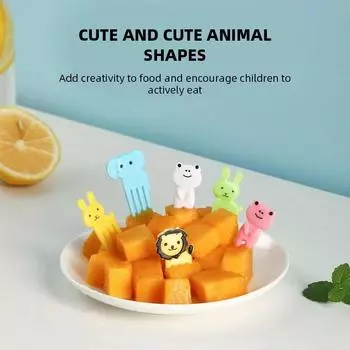 10 шт. набор вилок для фруктов с мультяшными фруктами, милые зубочистки в виде животных, детский шведский стол, пищевая добавка, инструменты для украшения ланч-бокса на вечеринку