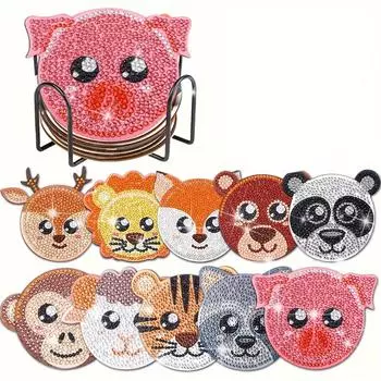 10 шт. наборы подставок с изображением животных в виде алмазов, подставки для самостоятельной росписи животных в виде алмазов, подставки для подставок с изображением алмазов для начинающих, взрослых, подарочные принадлежности 1 SET