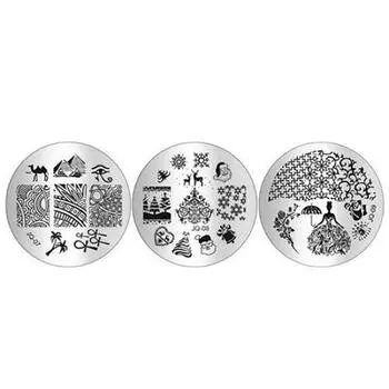 10 шт. наборы штамп + штамп + скребок для штамповки круглых металлических пластин DIY инструменты для ногтей