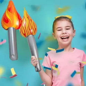 10 шт. надувных факелов, 16 дюймов, забавный факел, надувает украшения, зажигает поддельный факел для украшений на Хэллоуин, спортивных соревнований A