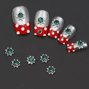 10 шт. наклеек для ногтей, нежные полые звезды, стразы, смешанный дизайн, наклейки для дизайна ногтей для вечеринки белый