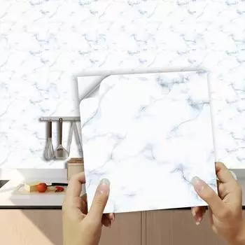 10 шт., наклейка на белую мраморную плитку, кухня, ванная комната, шкаф, домашний декор, водостойкая керамика, художественные обои 10cmX10cmX10pcs