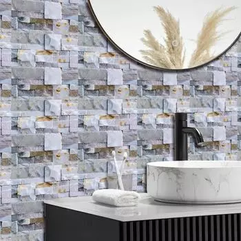 10 шт., наклейка на цементную, кирпичную, мраморную плитку, кухонный фартук, маслостойкая ванная комната, умывальник, пилинг и палка, водонепроницаемые художественные наклейки на стены 10x10cm-20Pcs