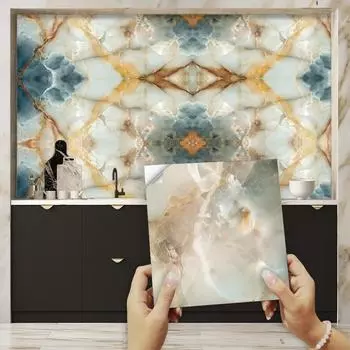 10 шт., наклейка на мраморную плитку для кухонного шкафа, тиснение, наклейки на стены, домашний декор, самоклеящиеся хрустальные твердые пленки, художественные обои 10cmX10cmX10pcs