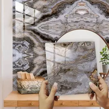 10 шт., наклейка на мраморную плитку, самоклеящаяся водонепроницаемая наклейка на стену, съемные обои 10x10cmx10pcs