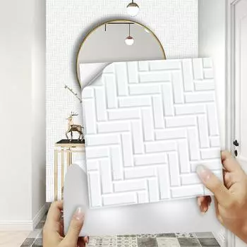 10 шт., наклейка на плитку из белого кирпича, кухонный шкаф, украшение для умывальника, наклейки на стены, самоклеящиеся хрустальные твердые пленки, художественные обои 10cmX10cmX10pcs