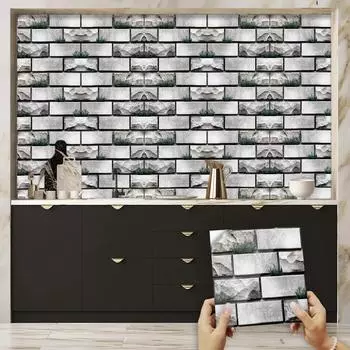 10 шт., наклейка на плитку из серого камня и кирпича, кухонный фартук, маслостойкая ванная комната, водонепроницаемые наклейки на стены, обои для очистки и наклеивания 10cmX10cmX10pcs