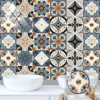10 шт., наклейка на плитку в богемном стиле, кухонный фартук, маслостойкая ванная комната, водонепроницаемая, домашний декор, наклейки на стены, самоклеящаяся художественная фреска 10cmX10cmX10pcs