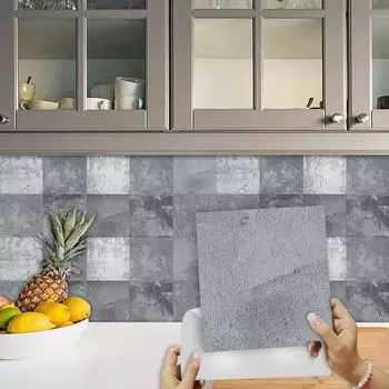 10 шт., наклейка на серую мраморную плитку, кухонный фартук, маслостойкий шкаф, украшение для шкафа, наклейки на стены, художественная роспись 10*10cm*10Pcs