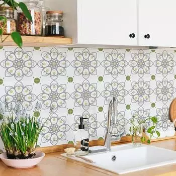 10 шт. Наклейка на стену, самоклеящиеся наклейки на стену из ПВХ, сделай сам, плитка для ванной, кухни, съемная мандала, наклейка в стиле ретро, украшение