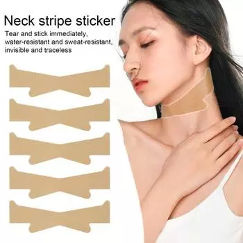 10 шт. Наклейки для подтяжки шеи, невидимые подтягивающие ленты для морщин, обвисшей кожи, удаления линии шеи и более тонких антивозрастных патчей светло-коричневого