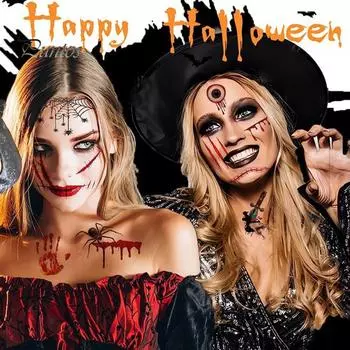 10 шт. наклейки для татуировки на Хэллоуин, шрам, временный косплей, боди-арт, наклейка для детей, пасхальный палец, реалистичный узор, наклейки для лица, жуткая атмосфера вечеринки C