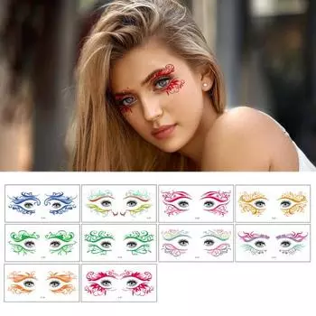 10 шт. наклейки для татуировки на лицо на Хэллоуин, летучая мышь, паук, шрам, временный, косплей, глазное искусство C