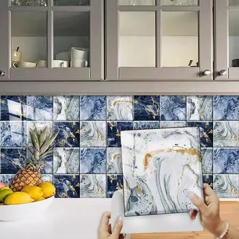 10 шт., наклейки на агатовую мраморную плитку, кухонный фартук, маслостойкий шкаф, умывальник, водостойкие художественные наклейки на стены 10cmX10cmX10pcs