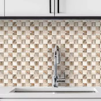 10 шт. наклейки на плитку, элегантный клетчатый дизайн, самоклеящиеся, сильная липкость, термостойкие