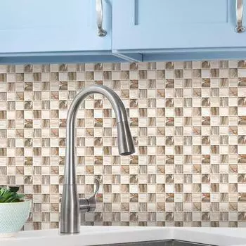 10 шт. наклейки на плитку, элегантный клетчатый дизайн, самоклеящиеся, прочные, термостойкие, съемные декоративные наклейки на стену 10 pcs