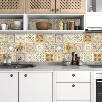 10 шт. Наклейки на плитку Кухня Ванная Гостиная Декоративные настенные наклейки Водонепроницаемые масляные настенные наклейки жёлтый