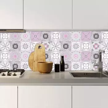 10 шт., наклейки на серую и розовую плитку, кухонный шкаф, ванная комната, домашний декор, самоклеящиеся хрустальные твердые пленки, художественные наклейки на стены 10cm*10cm*10Pcs