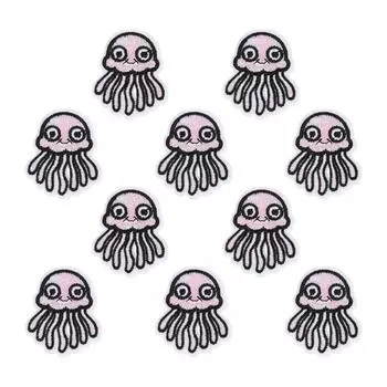 10 шт. Наклейки на ткань с вышивкой в виде медузы, клейкая лента для одежды, шарфов, обуви, шляп и