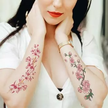 10 шт., наклейки с цветочными татуировками, водонепроницаемые, экологически чистые, переводная бумага, татуировки с цветком розы, цветочные наклейки, женские временные татуировки для боди-арта E